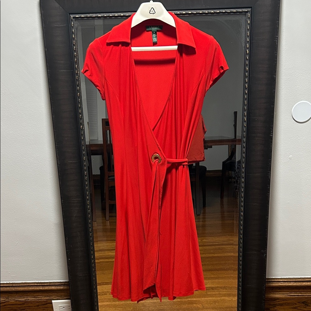 Ralph Lauren red wrap around dress size 6